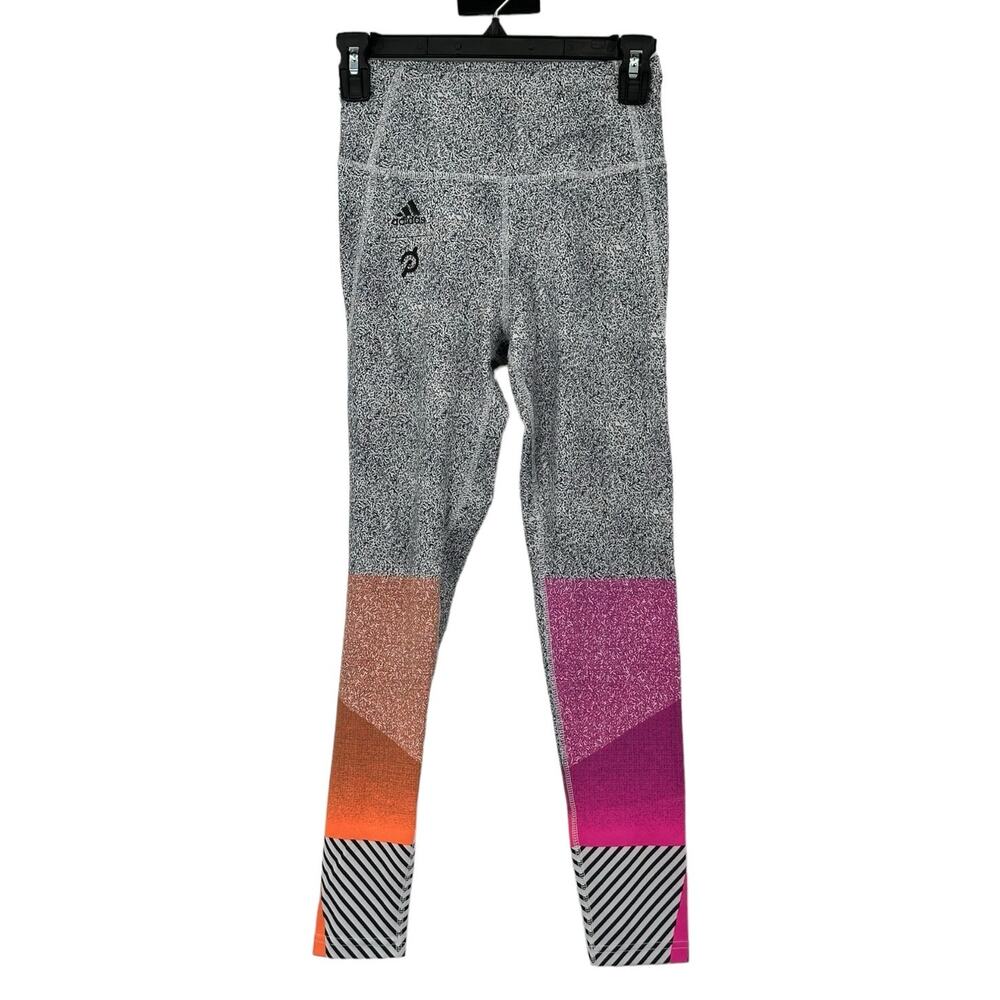 Adidas Peloton Tights Women XS Heat RDY Training Black White Color Block Workout